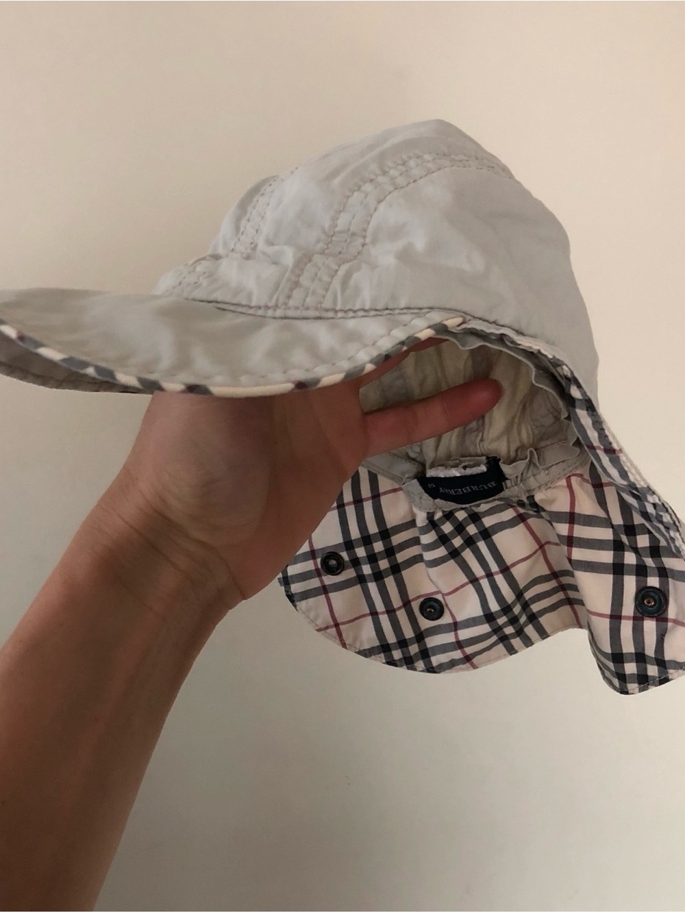 Burberry Light Beige Kids Sun Hat with Heritage Check Lining